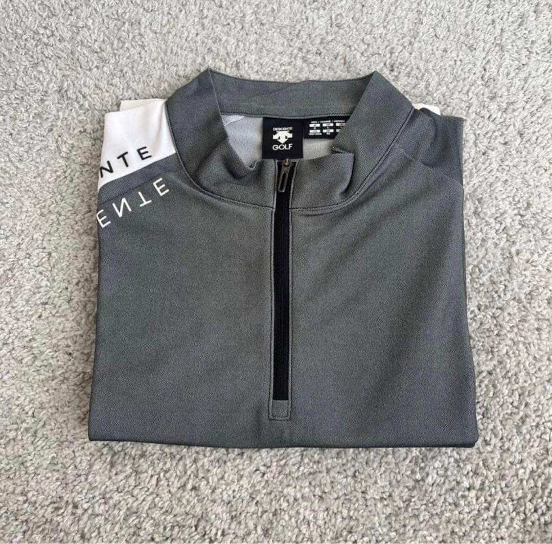 DESCENTE ゴルフシャツ ハーフジップ グレー　メンズ