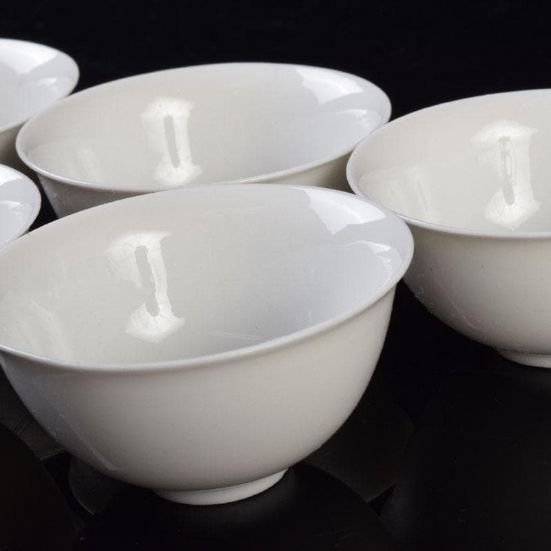 中国　徳化窯白磁　煎茶碗　五客　時代箱付　V　8593