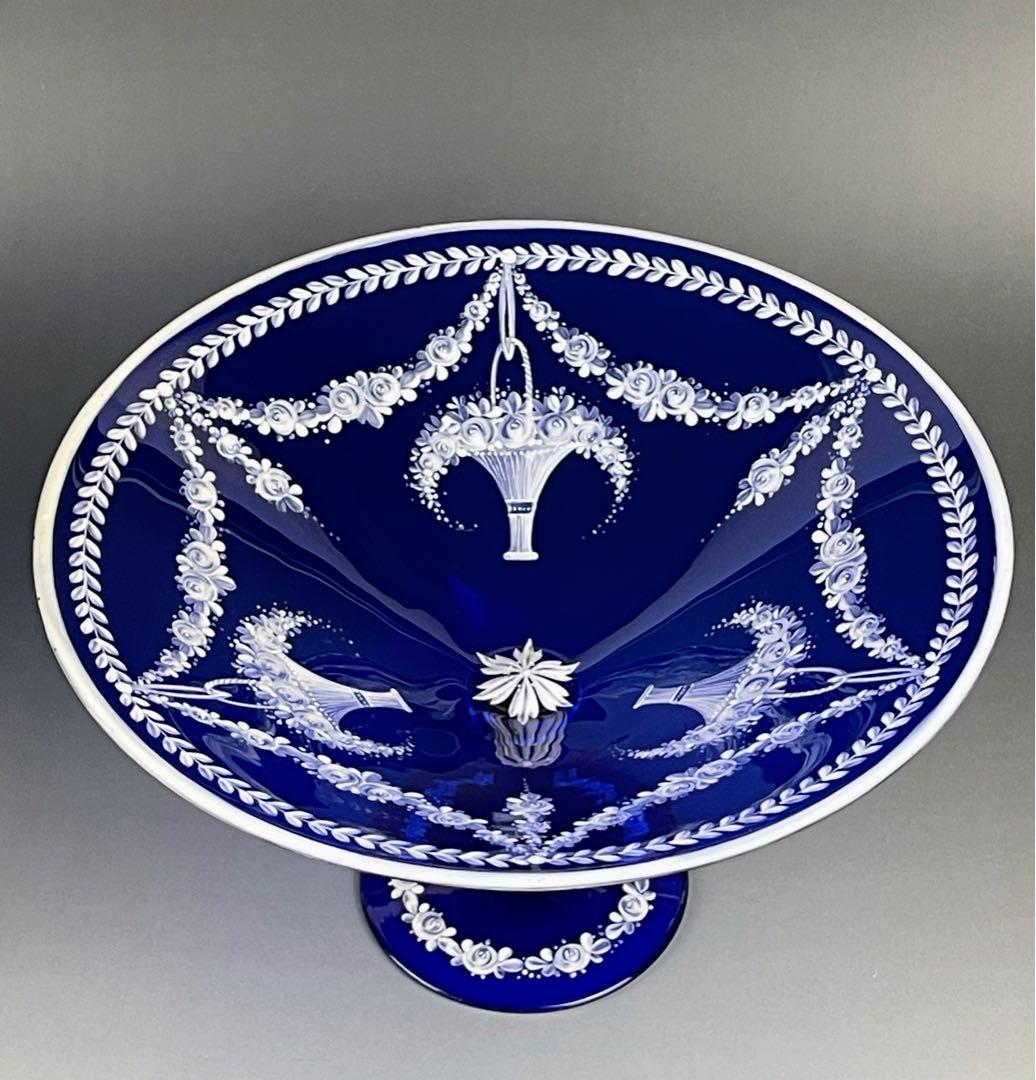 ヴェネチアガラス ホワイトエナメル コンポート アールヌーボー ぺティスタル