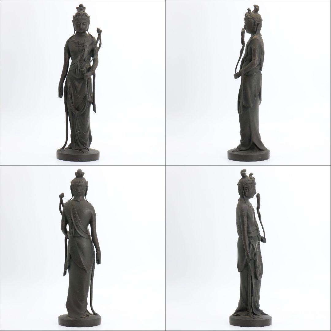 聖観音菩薩像 仏教美術 銅製/ブロンズ 仏像 置物　AB228　1FB6