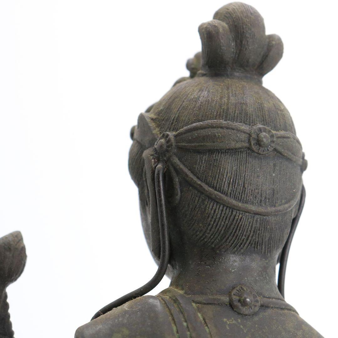 聖観音菩薩像 仏教美術 銅製/ブロンズ 仏像 置物　AB228　1FB6