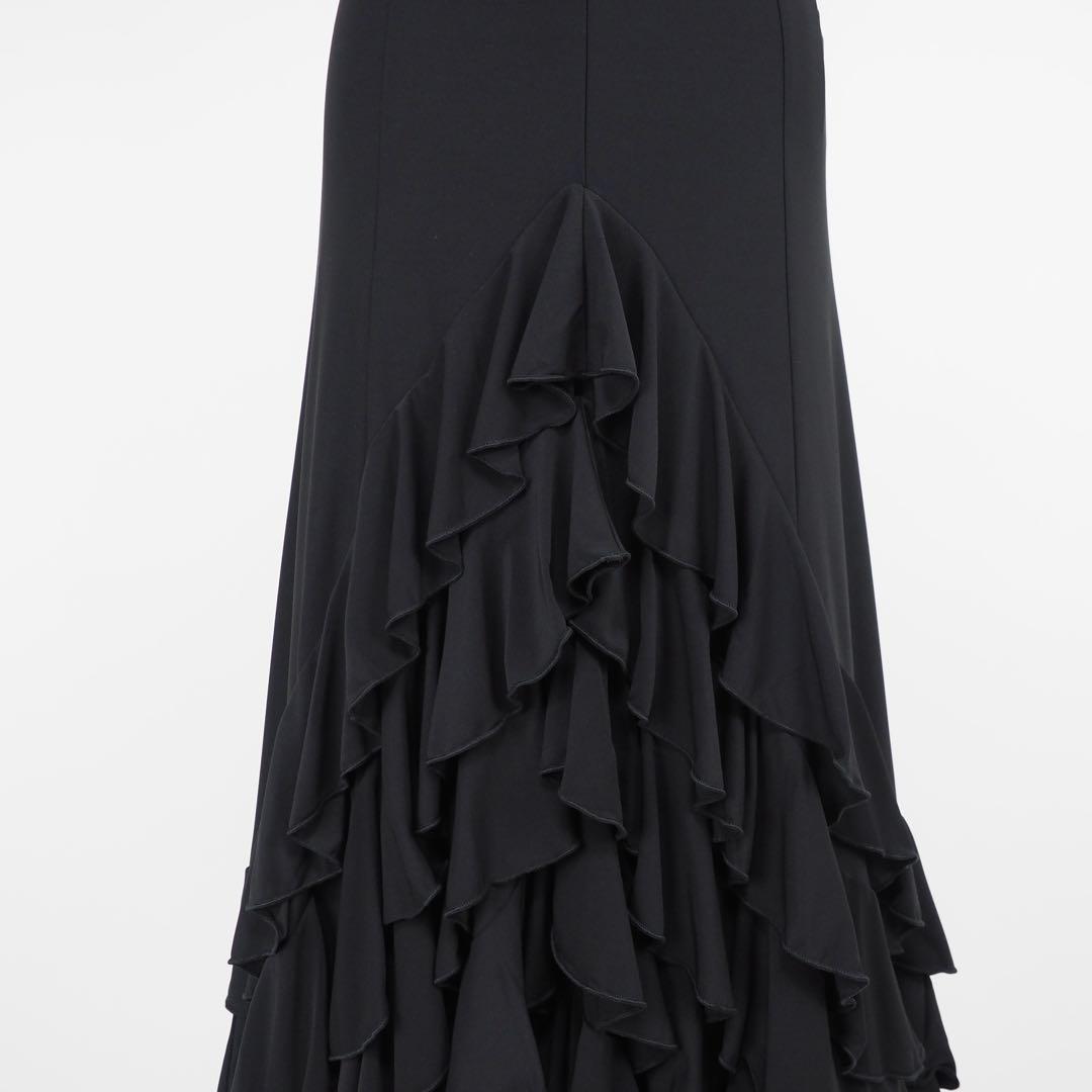 フラメンコ　ファルダ　新品　黒　フラメンコ衣装　レッスン　Leirena