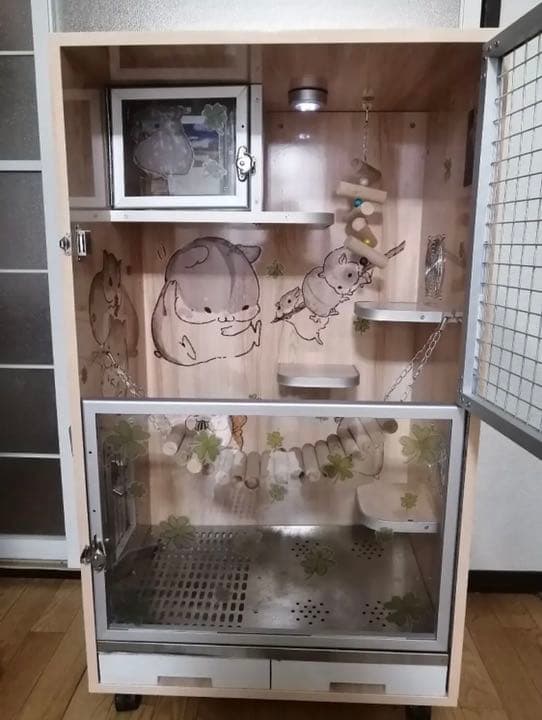 美品 小動物 木製 家具調ゲージ セット ＋ オマケ木製おもちゃ2点