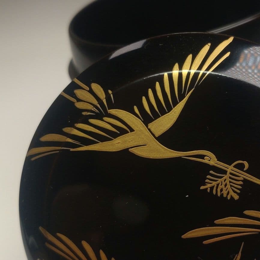 イ164 棗『吉水宗白　極箱　花押』『松喰鶴　雪吹　棗』茶道具