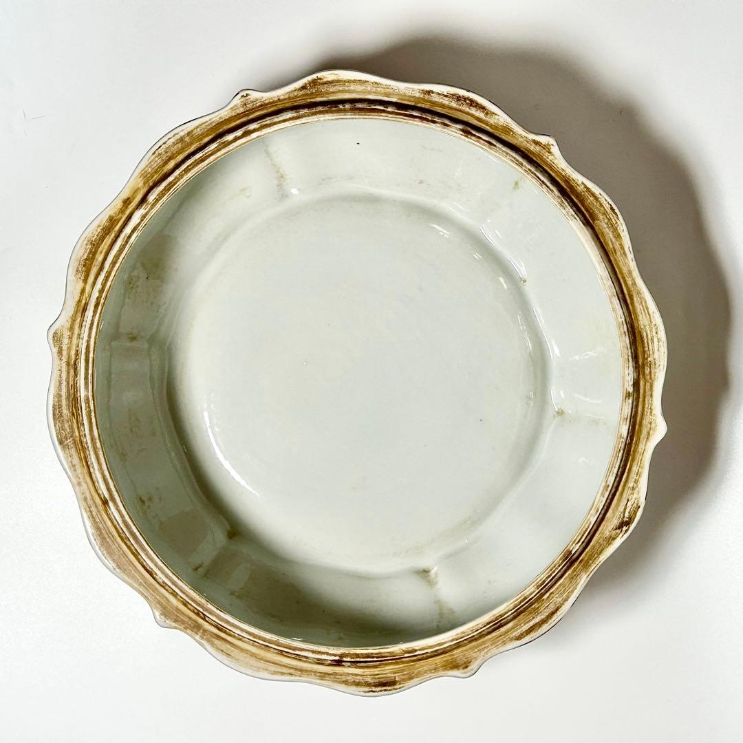 華榮堂 清朝末期 稀少品 広彩色絵 石榴摘蓋付大鉢 伊万里写 中国磁器