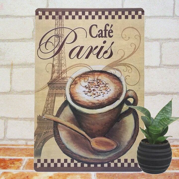 デザイン看板A4】コーヒーフランス★アートパネル北欧ブリキ看板アメリカン雑貨パリ