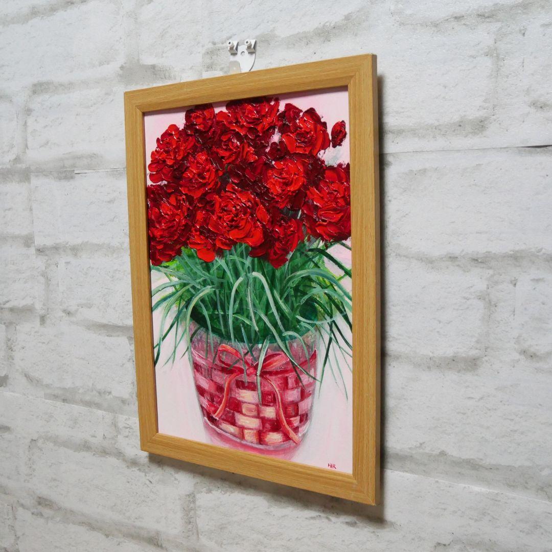 油絵 絵画 【赤いカーネーション】
