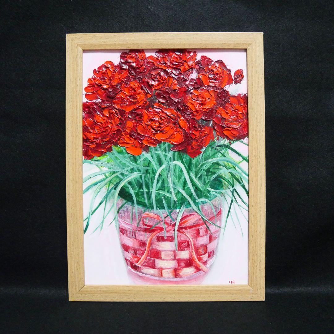 油絵 絵画 【赤いカーネーション】