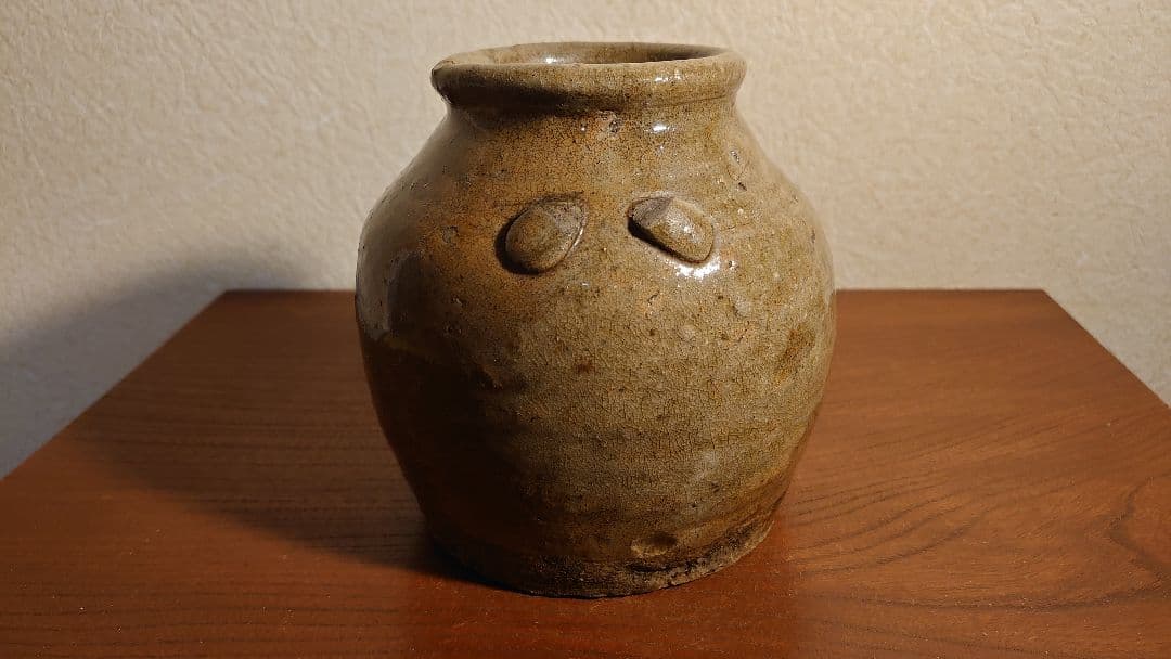 古越前　越前焼　うずくます　うづくまる　お歯黒壺　双耳　江戸期　１客