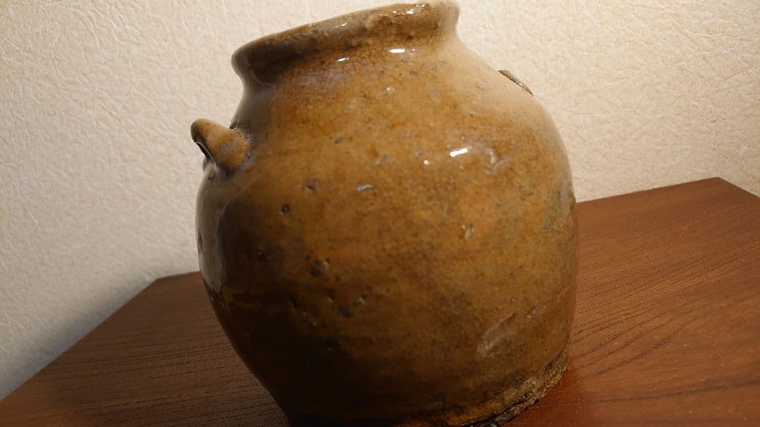 古越前　越前焼　うずくます　うづくまる　お歯黒壺　双耳　江戸期　１客