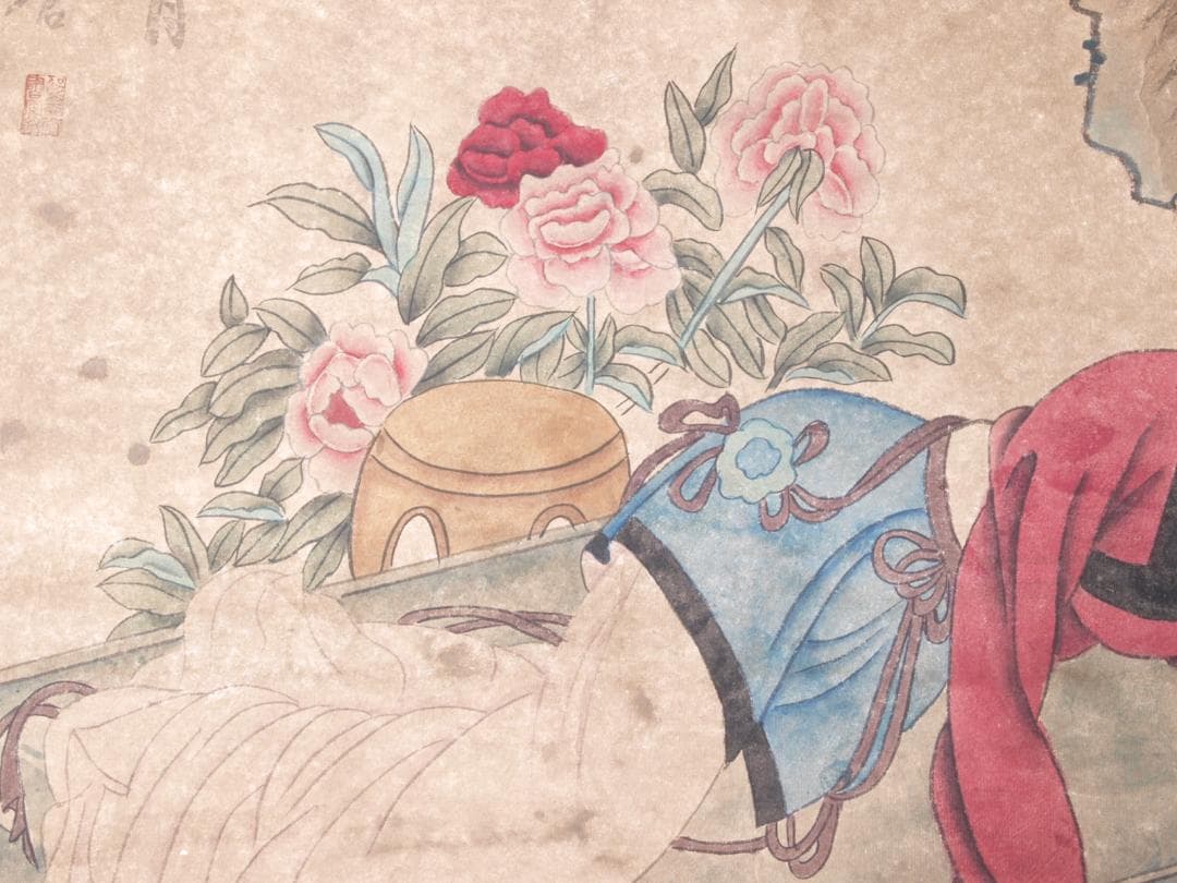 【骨董掛け軸】人物図 中国　清時代 肉筆保證 掛け軸 AK608A12-2