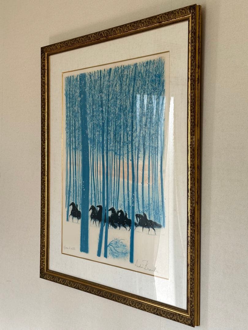 アンドレ・ブラジリエ リトグラフ水色の森