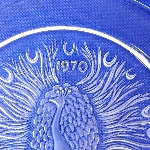 ラリック フランス 孔雀 クリスタルガラス イヤープレート 飾り皿 アンティーク