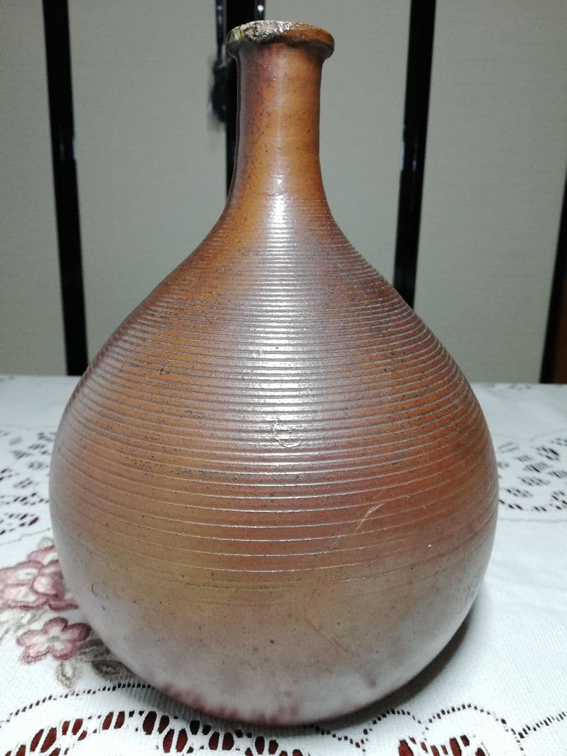 古備前 金彩一升徳利 江戸末期木村の作 備前焼 古美術品 骨董品 窯印 酒器