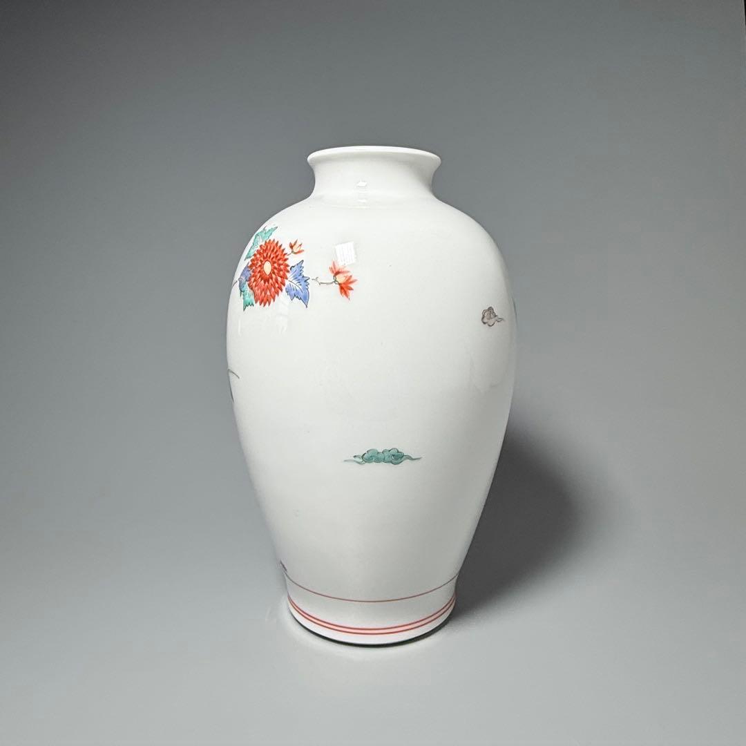 人間国宝　十三代　酒井田柿右衛門　錦　花鳥図花瓶　共箱　高20cm　本物