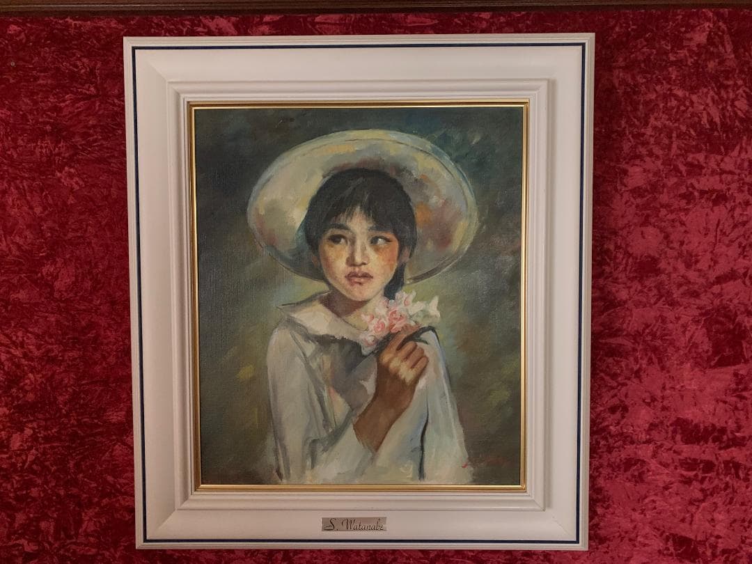 ✨初売り㊗️大型絵画❣️作者不詳『少女』油彩画Ｆ１０号