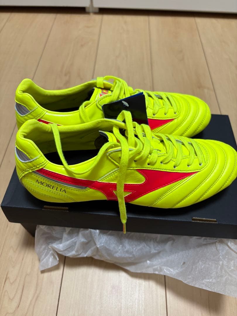 モレリア サッカーシューズ FG 蛍光イエロー/赤