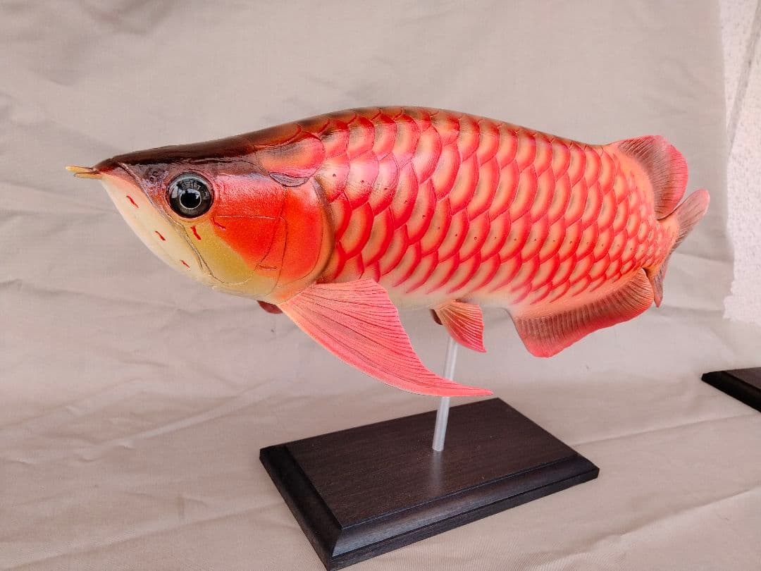 ハンドメイド　41cmアジアアロワナ　フィギュア　紅龍　熱帯魚　置物