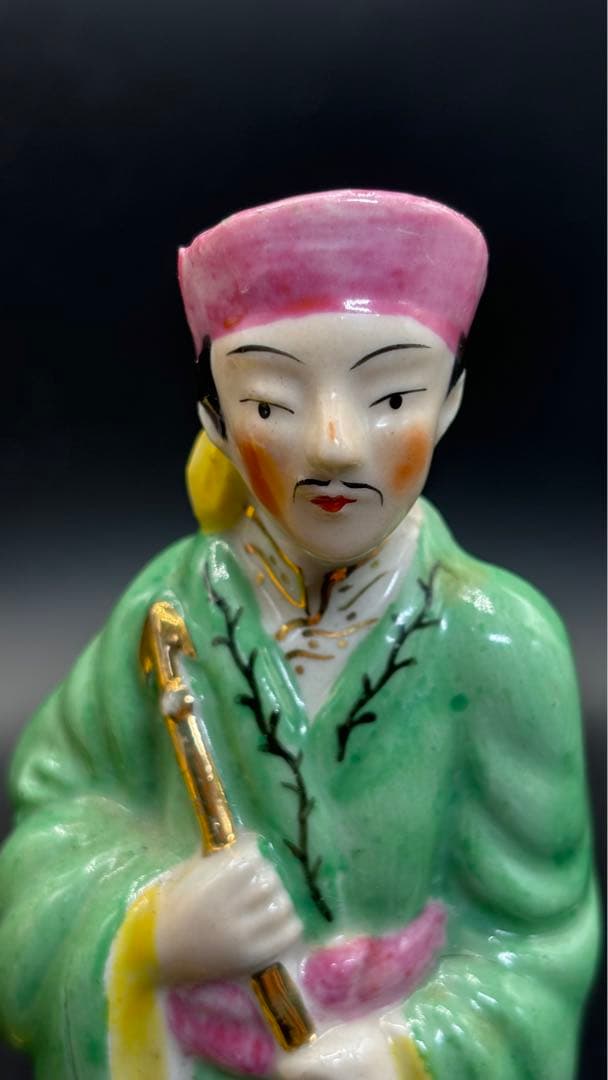 中国美術 古玩 色絵陶人形 陶器人形 高さ約20cm 置物 オブジェ 古董品