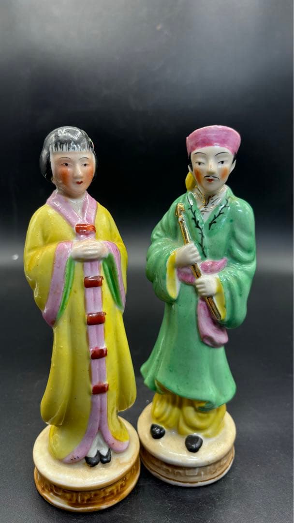 中国美術 古玩 色絵陶人形 陶器人形 高さ約20cm 置物 オブジェ 古董品