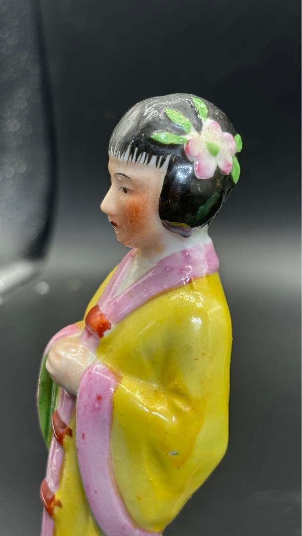 中国美術 古玩 色絵陶人形 陶器人形 高さ約20cm 置物 オブジェ 古董品