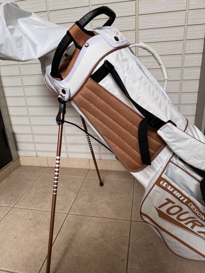 TOURADオリジナルスタンドキャディバッグ　ホワイト/カッパー