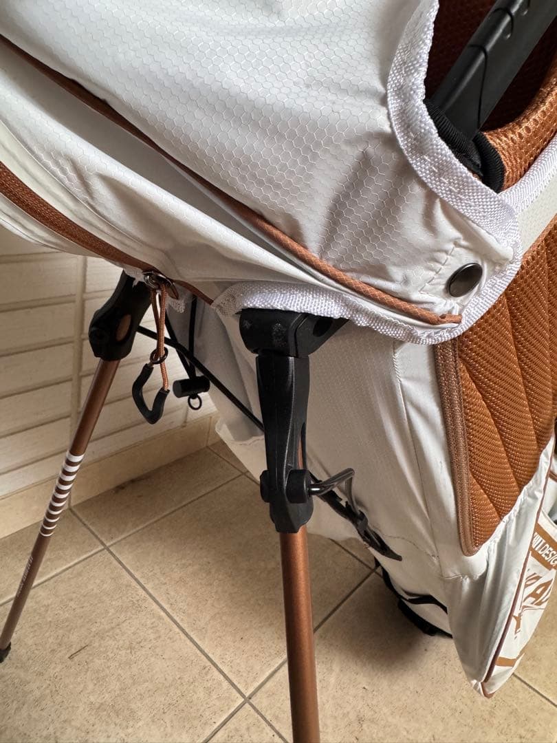 TOURADオリジナルスタンドキャディバッグ　ホワイト/カッパー