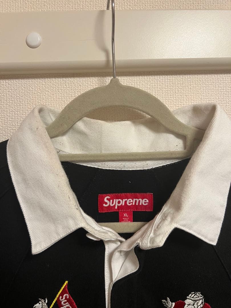 Supreme S/S Rugby Black XL ラガーシャツ ボックスロゴ