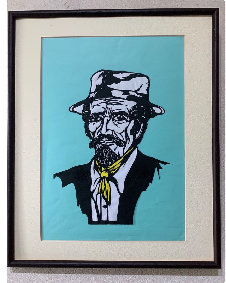 絵画　切り絵　現代アート　谷村篤秀作　人物画　一点物