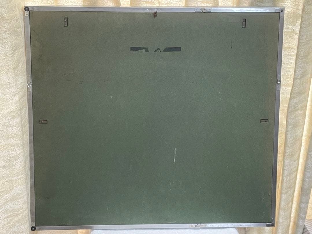 【桝田靖夫】日本画 浅間山 シルバーフレーム