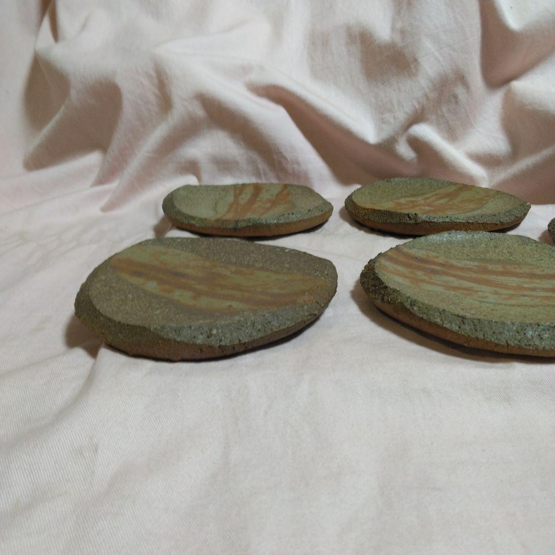 備前焼　松嶋勉　組皿揃　三つ脚