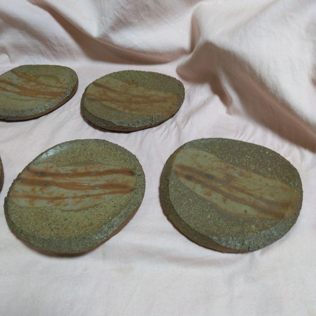 備前焼　松嶋勉　組皿揃　三つ脚