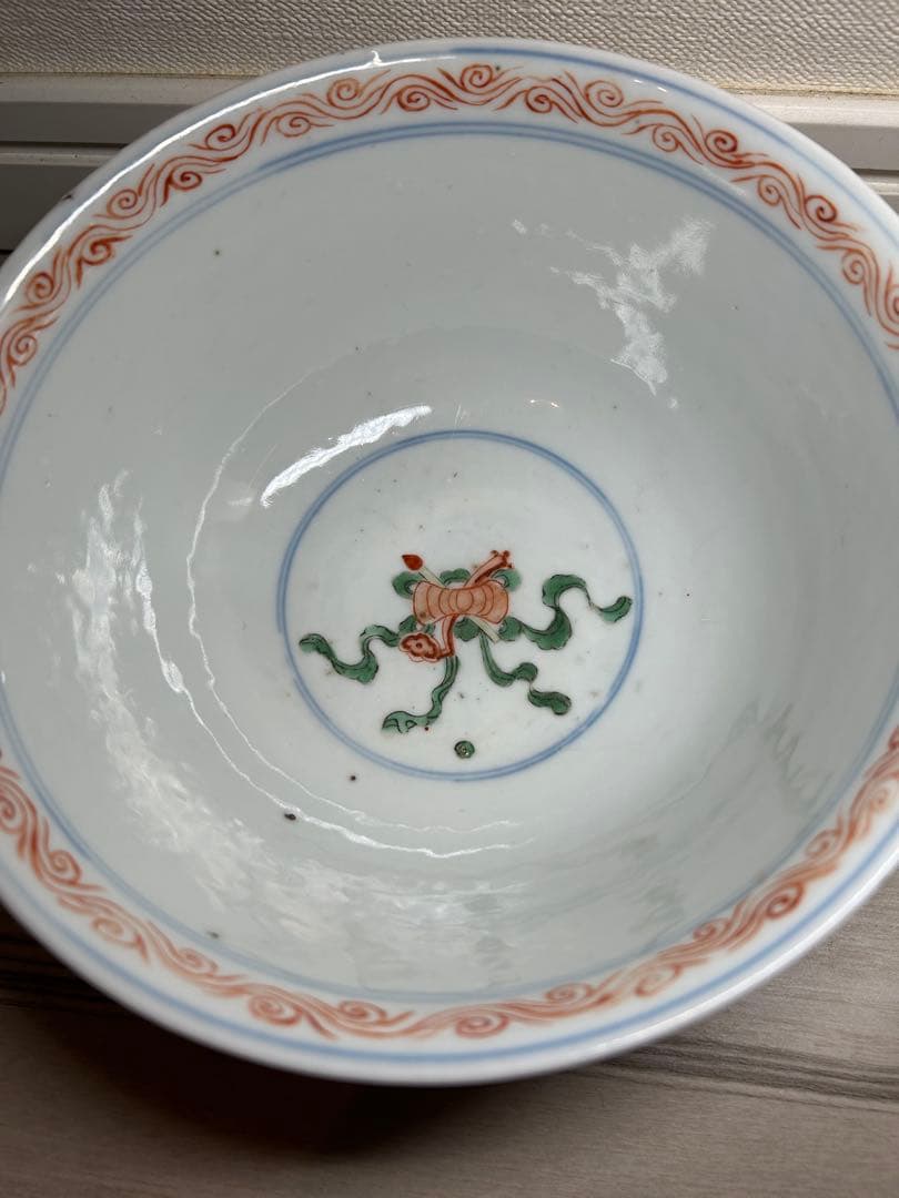 【万暦赤絵】大明萬曆年製　五彩 手描 窓絵深鉢 中国美術 古玩