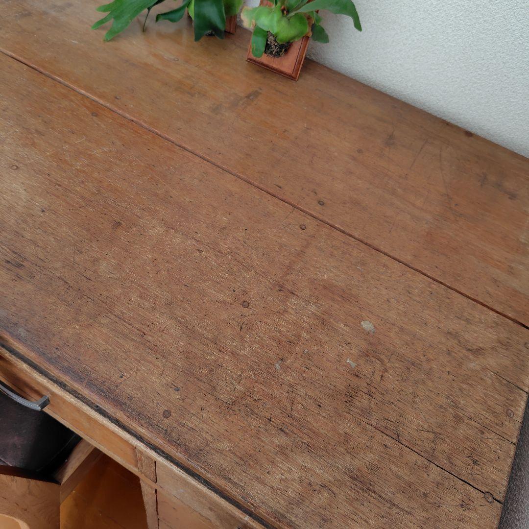 アンティークヴィンテージ木製片袖机昭和レトロ