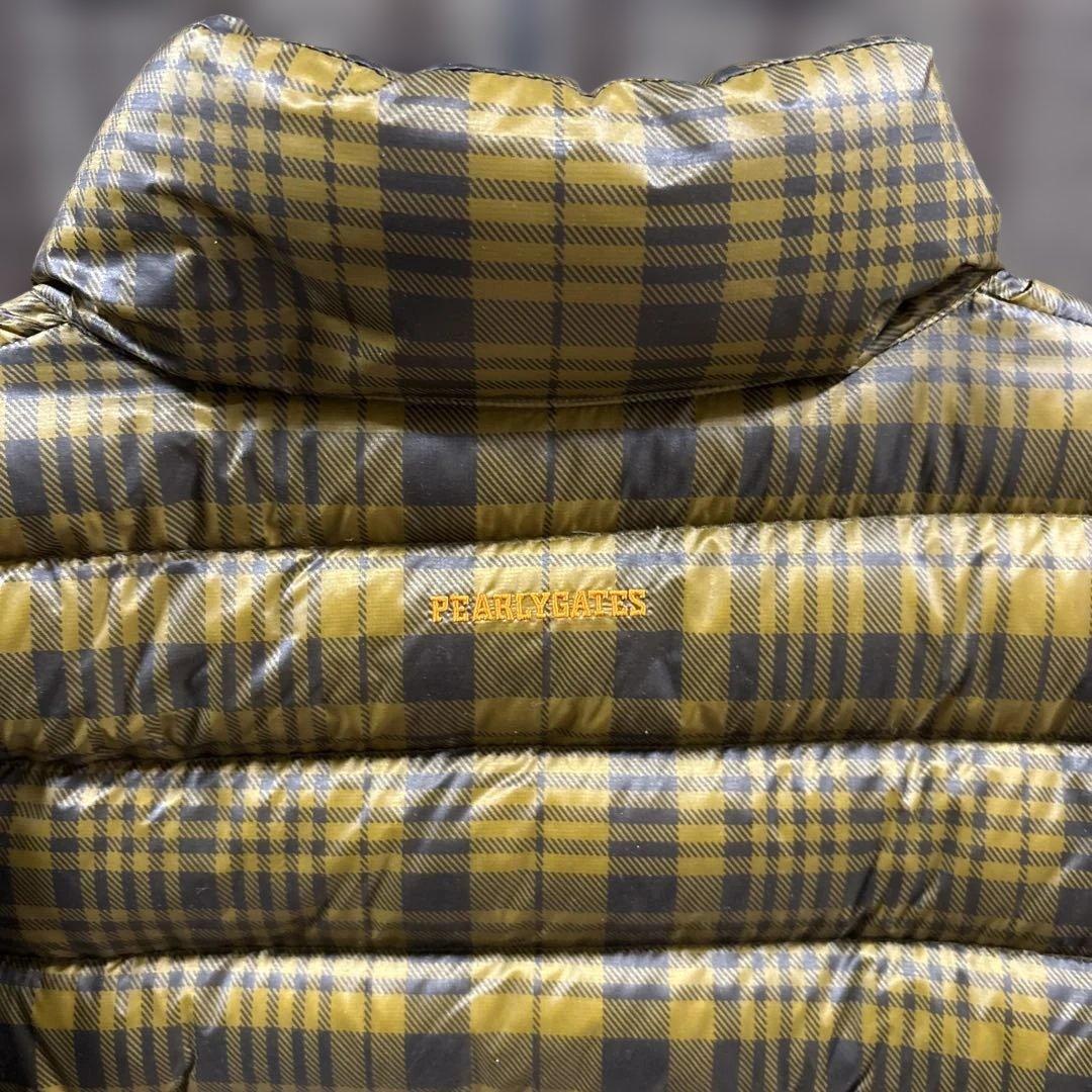 【美品】パーリーゲイツ オリーブグリーン チェック柄 ダウンジャケット