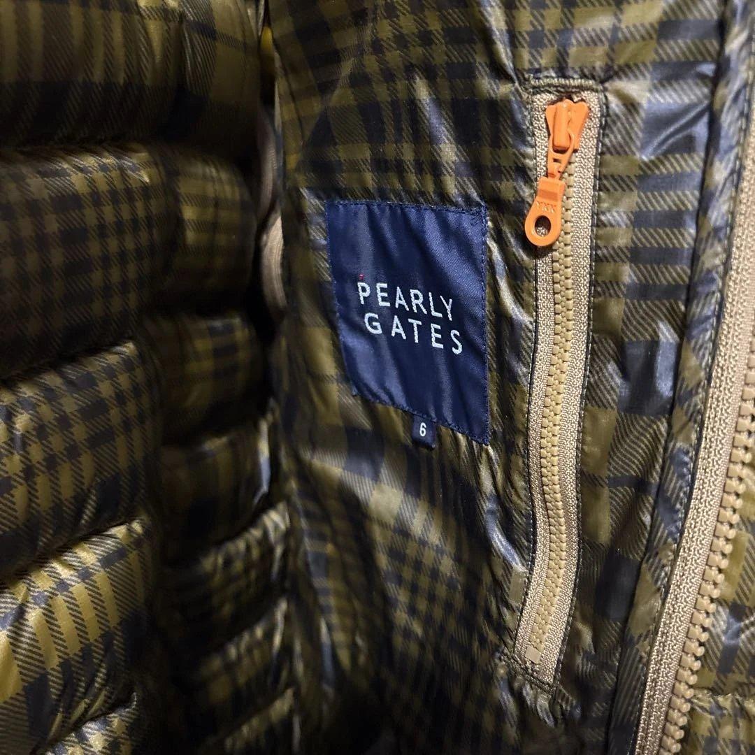 【美品】パーリーゲイツ オリーブグリーン チェック柄 ダウンジャケット