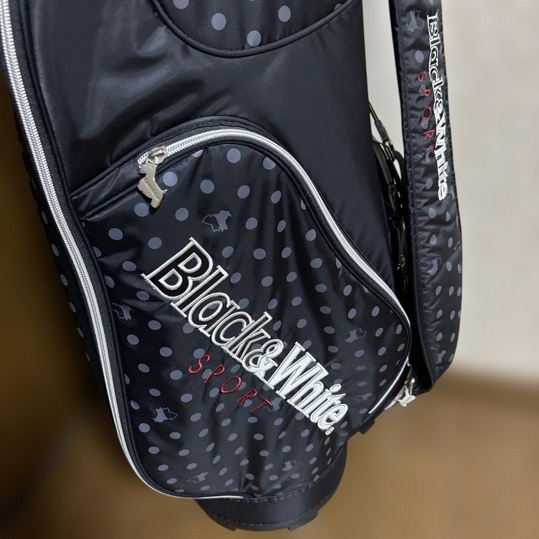 Black&White ドット柄キャディバッグ美品