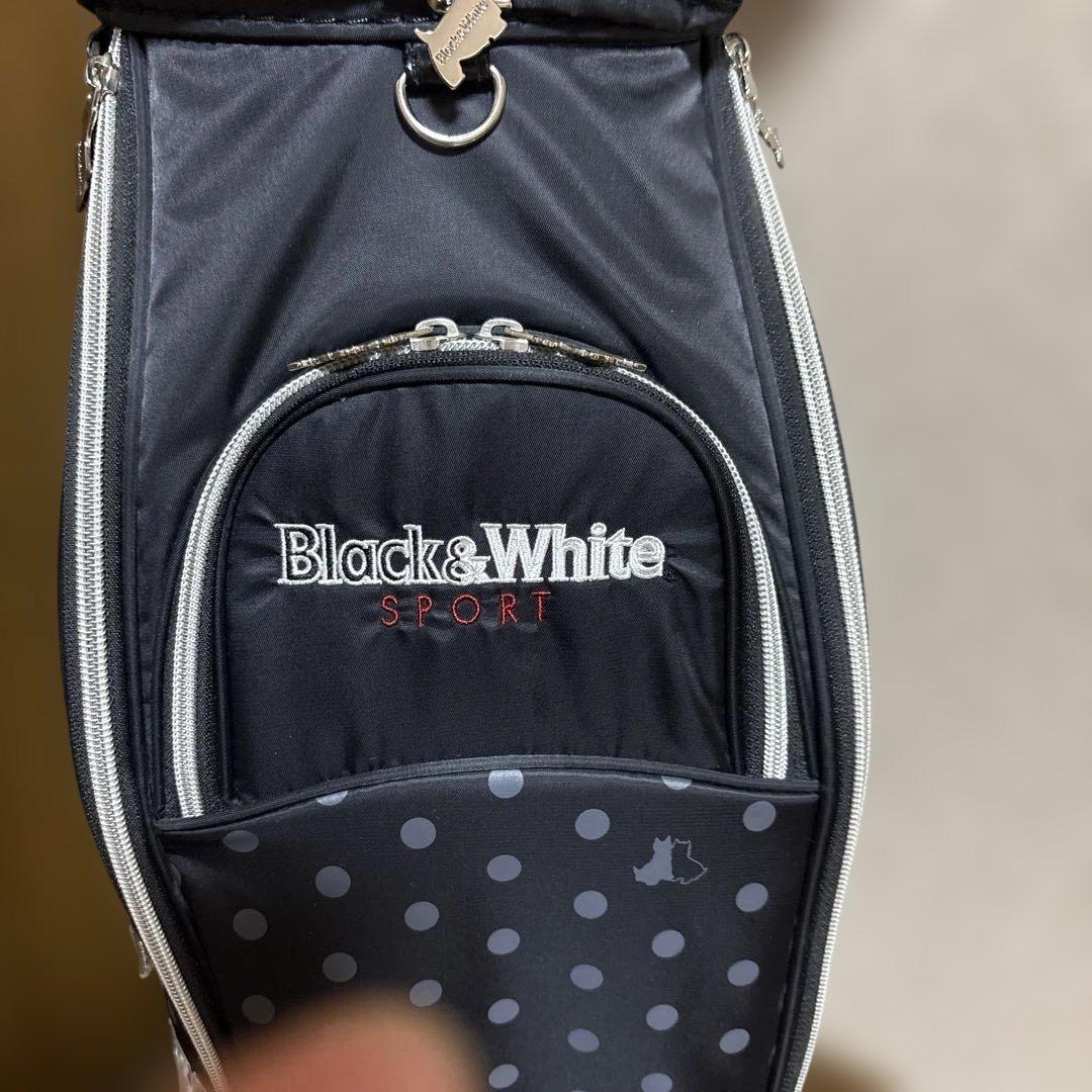 Black&White ドット柄キャディバッグ美品