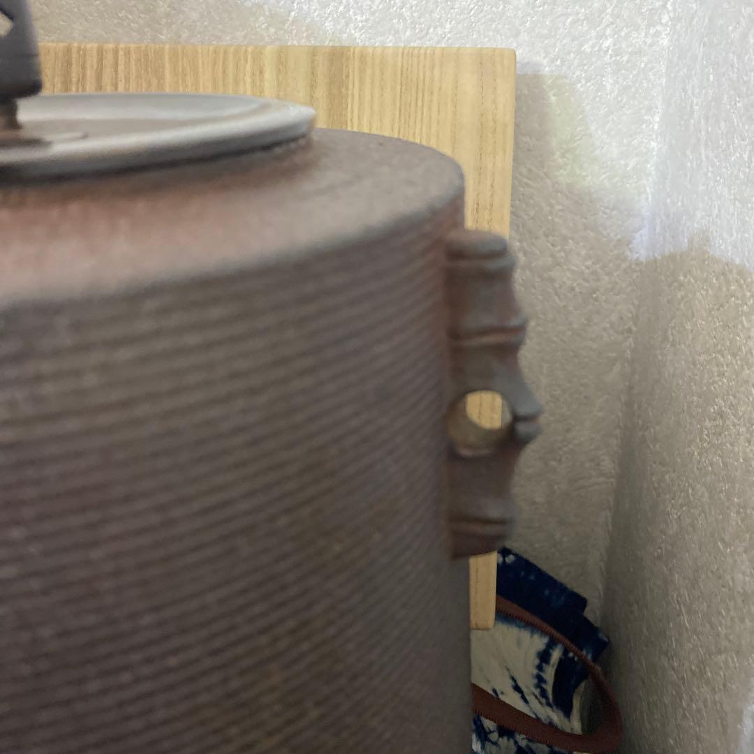 人間国宝　高橋敬典　糸目筒釜　茶道具