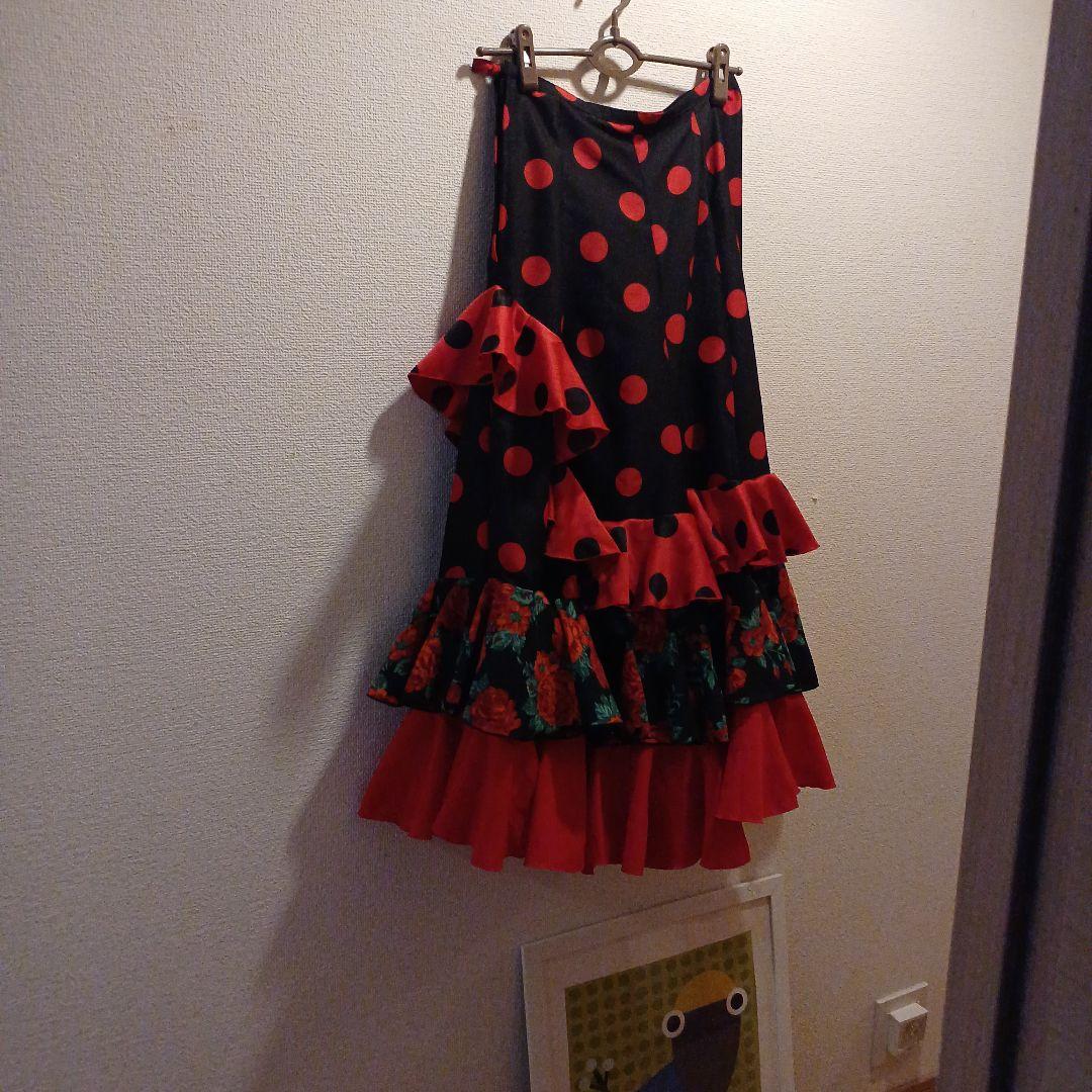 社交ダンス用黒赤フリルドレス　パソ用に