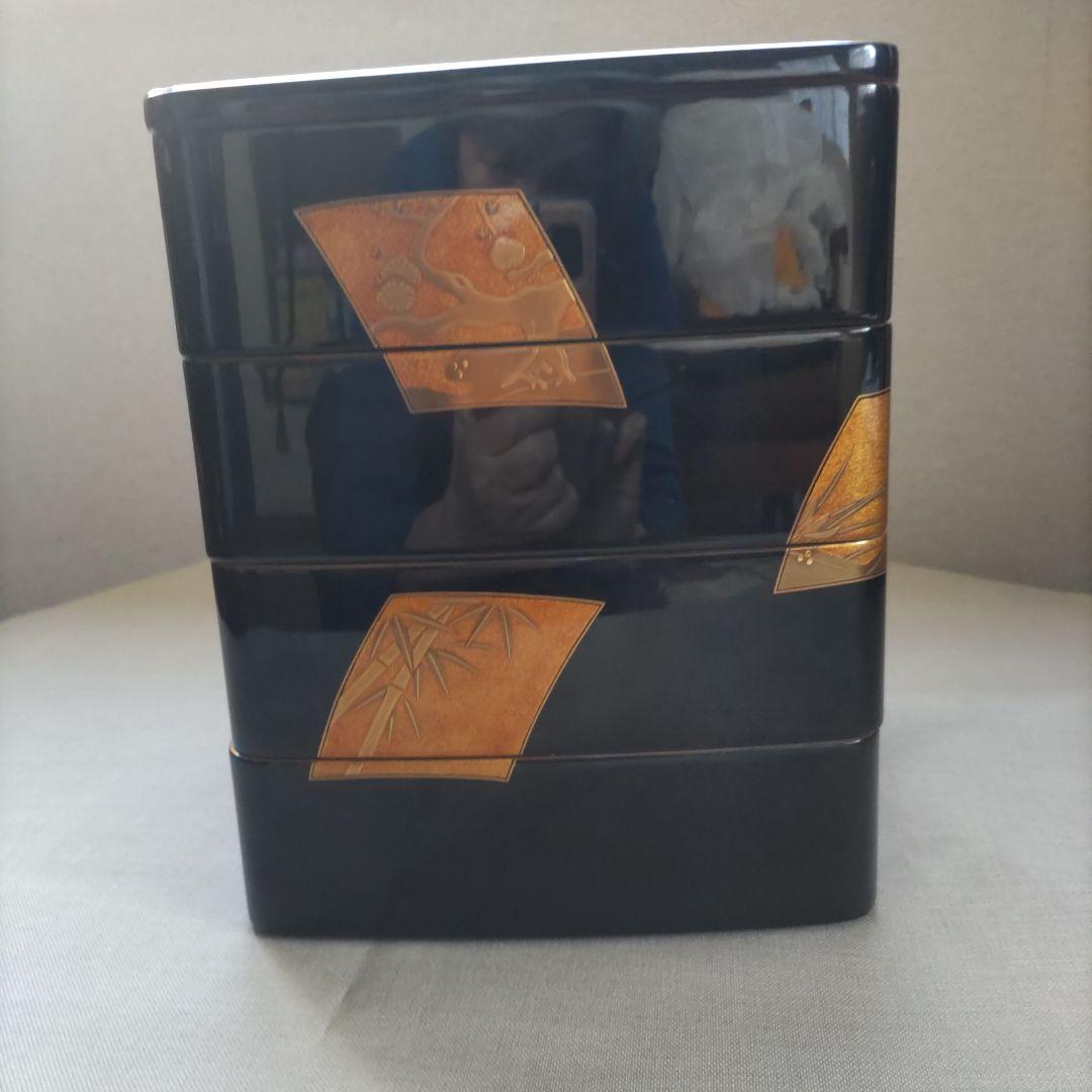 漆器 輪島塗重箱 4段 木箱付