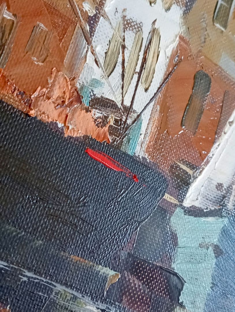 額縁付 １点物 油彩画 黒沢久 風景画『オンフルール』56 × 63cm