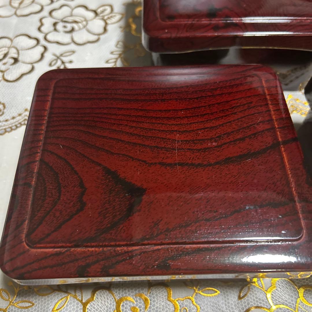 漆器重箱 5個セット 深い赤色