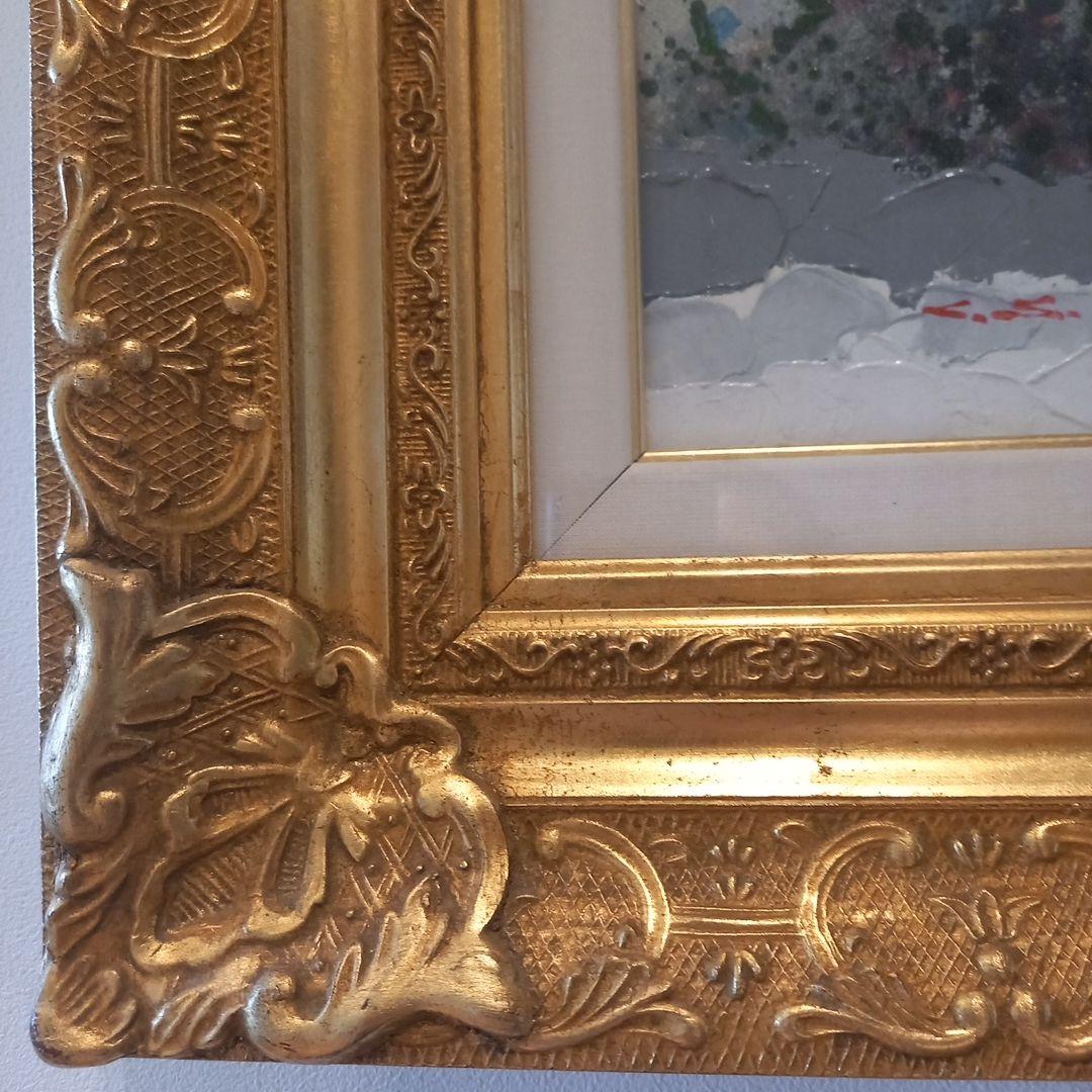 花瓶と花と豪華額縁付き