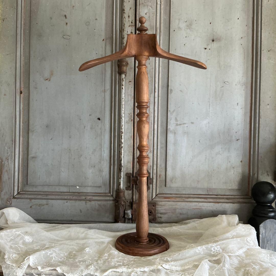 フランスアンティーク　卓上　ハンガー　ディスプレイスタンド　木製　トルソー　台座