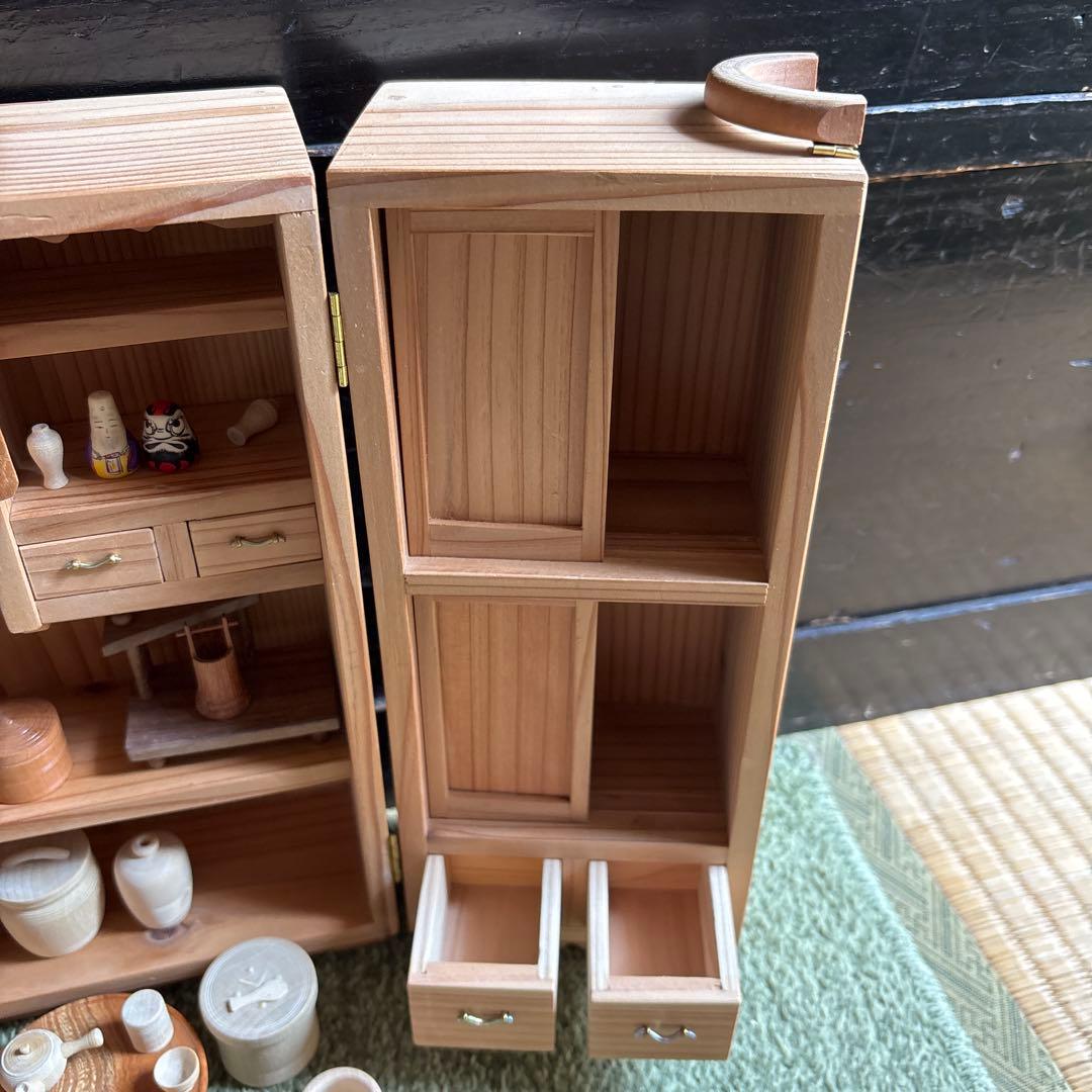 おくどさん　台所セット　台所道具一式　佐藤武志作　雛道具　おままごと　木地玩具