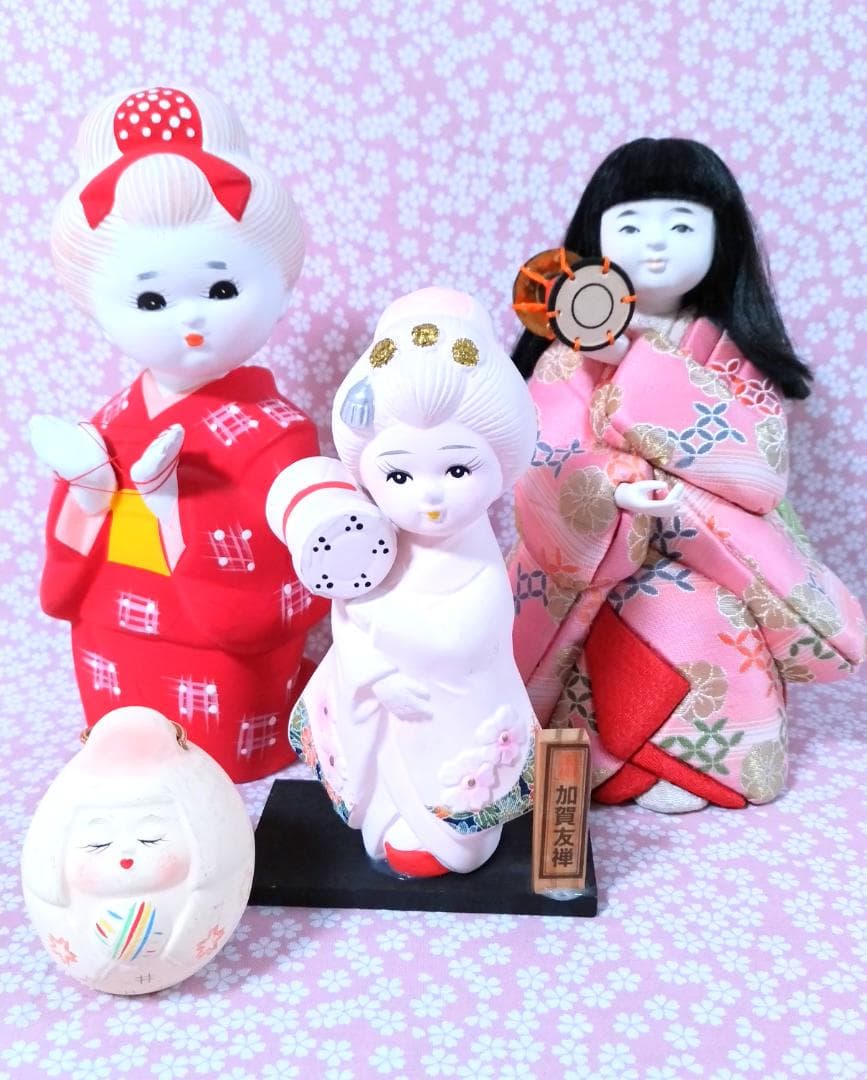 博多人形・木目込み人形・土鈴 まとめ売り 4点 日本伝統工芸 置物