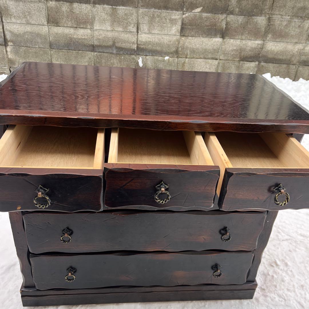 【表面キハダ材】レトロ 4段 箪笥 ハセガワ製 アンティーク調 収納家具