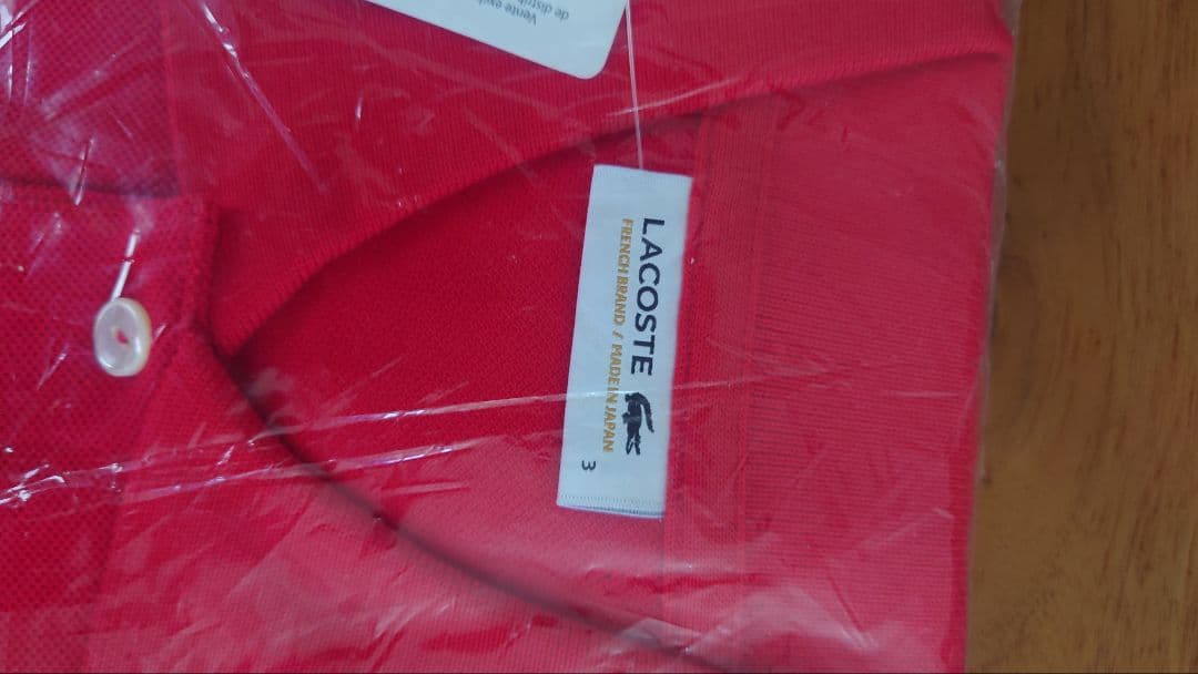未使用未開封LACOSTE レッド ポロシャツ L1212A サイズ3