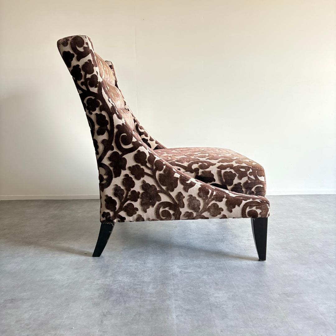 ヴィンテージ ハイバック ラウンジチェア ファブリック×総柄